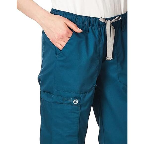 NWT Wonder Wink Caribbean Blue Green Straight Leg Cargo Scrub Pants Size XXS - Picture 2 of 4